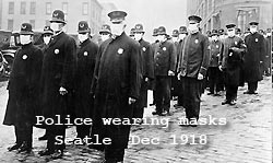 Police weraring masks, Seatle Dec 1918